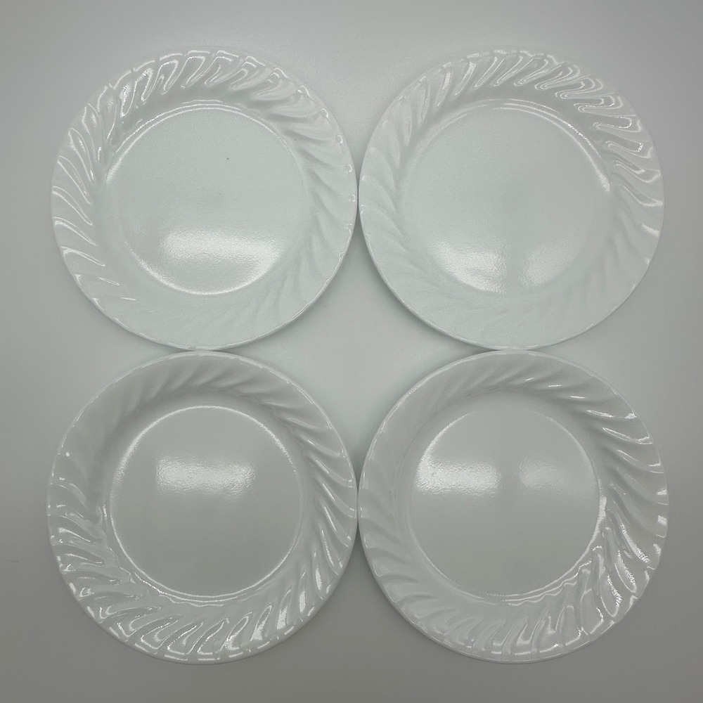 Corelle Enhancements Salad Plates White Swirl Vitrelle Set of 4 7" Made USA